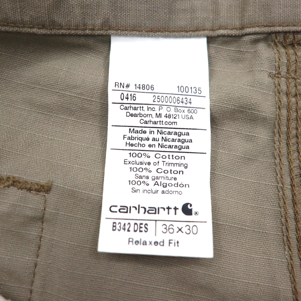 Carhartt Pantaloni cargo da lavoro Relaxed Fit in ripstop con doppia cucitura sulle ginocchia L beige COTTON RIPSTOP RELAXED FIT DOUBLE-FRONT CARGO WORK PANT B342 DES