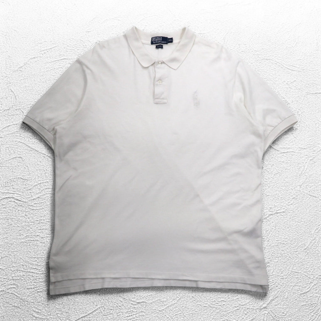 Polo by Ralph Lauren 90年代 ポロシャツ 2XL ビッグサイズ ホワイト 鹿の子 ポニー刺繍