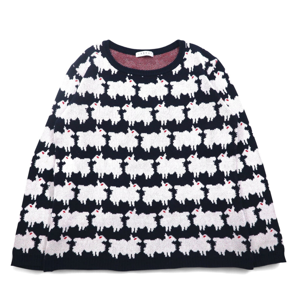 LABRAT × BEAMS コットン ニット セーター L ネイビー 総柄 アニマル 羊 SHEEP KNIT SP