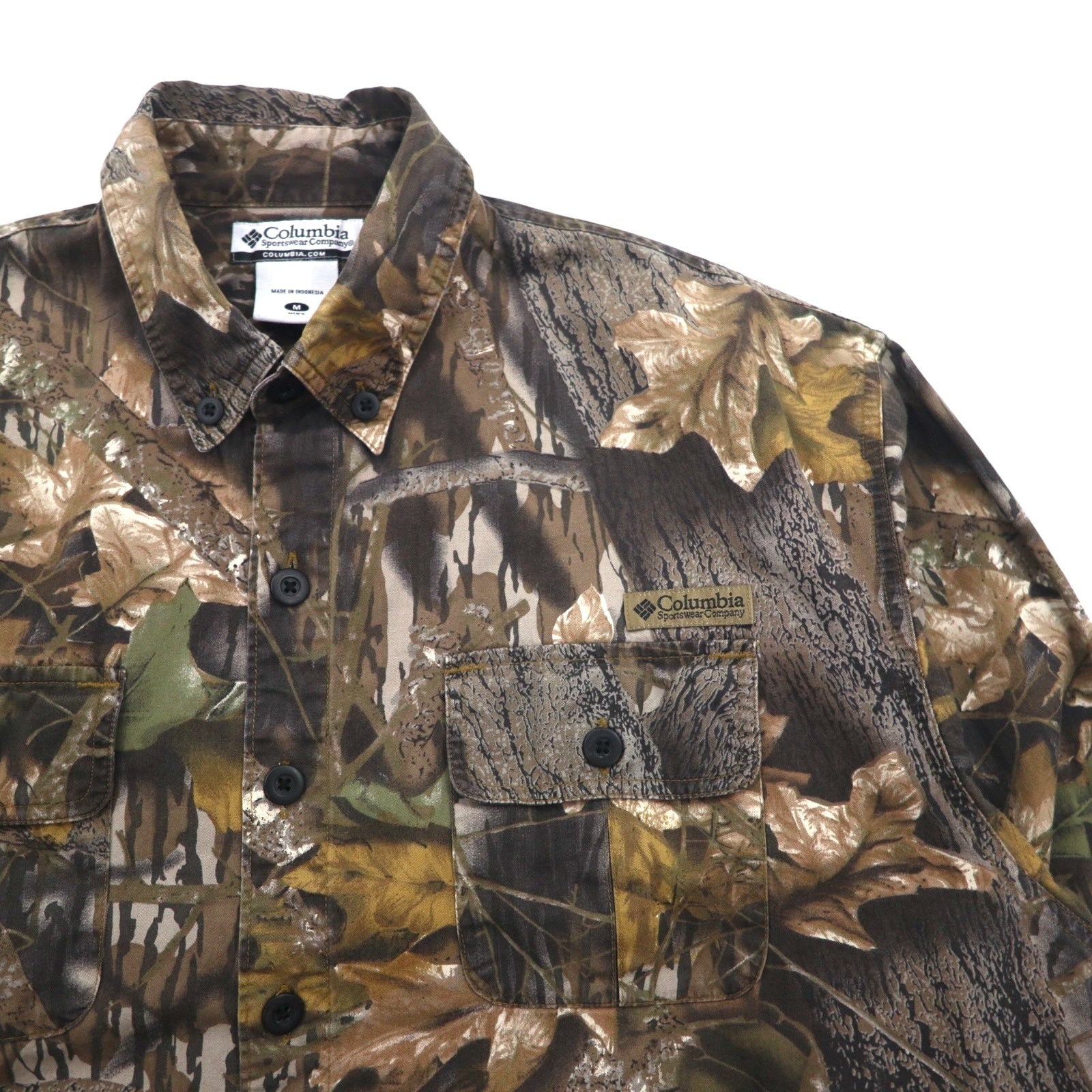 Columbia RealTree Camo Button-Down Work Shirt M Cachi Cotone HM7009
