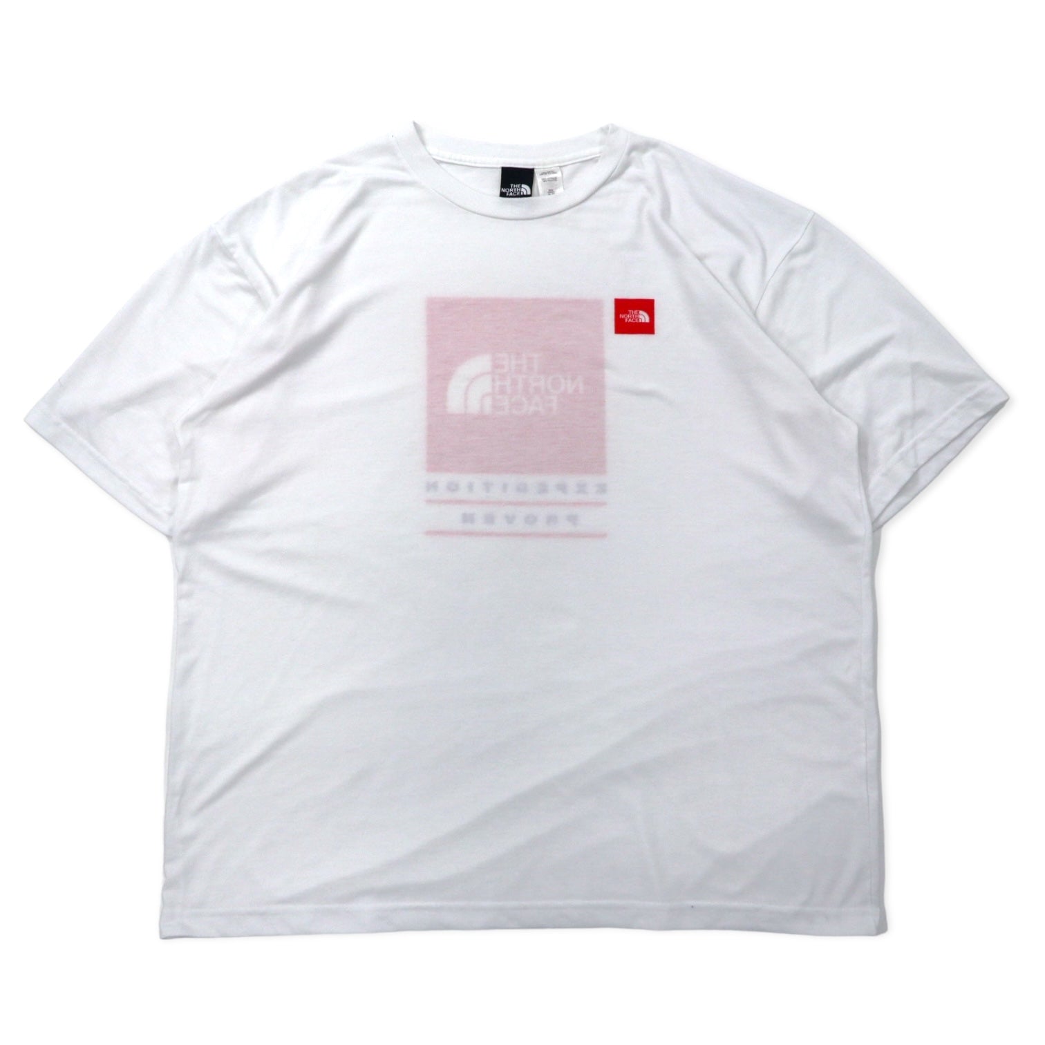 THE NORTH FACE T-shirt con stampa logo a scatola, prodotto negli USA, taglia XL, bianca, in poliestere, taglia grande
