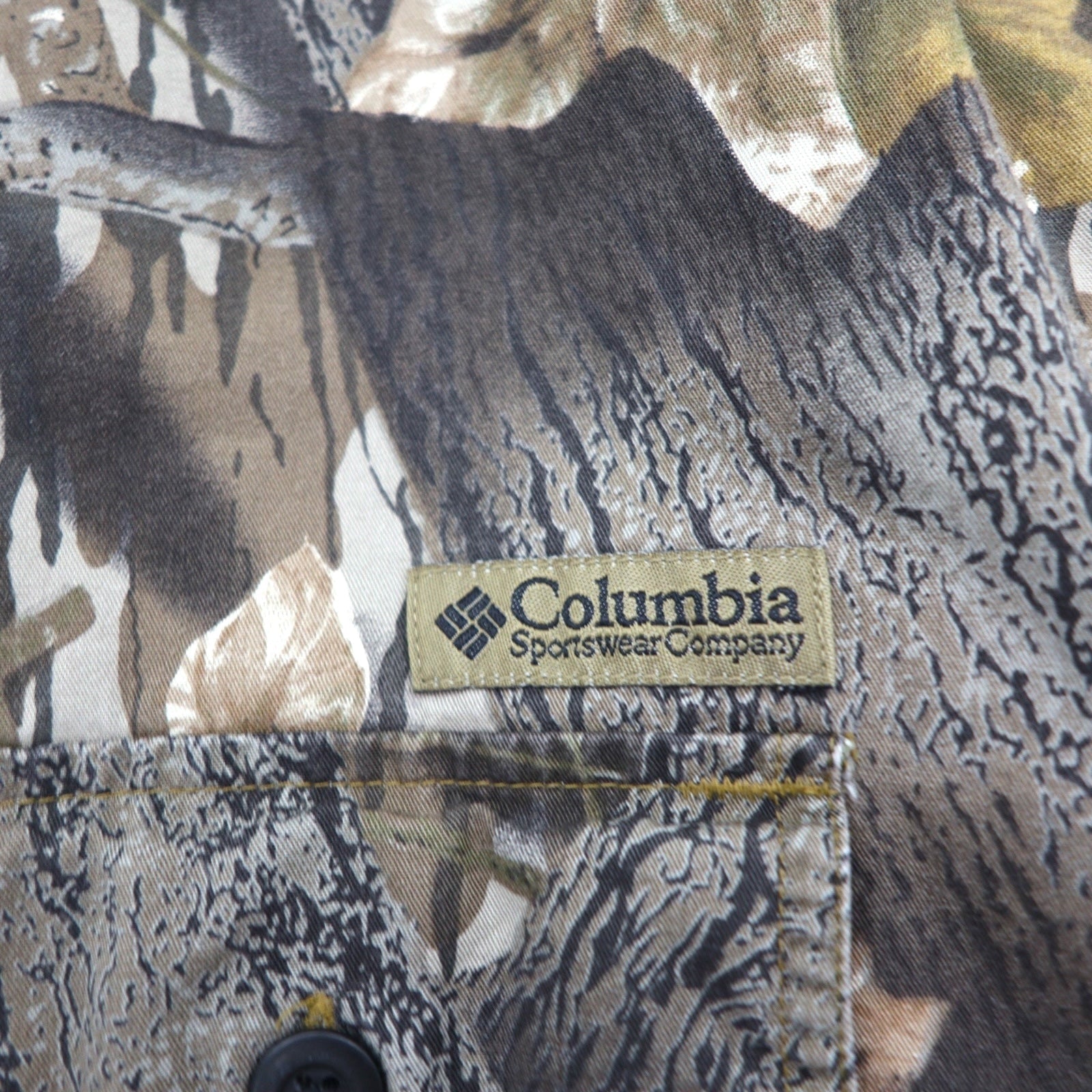Columbia RealTree Camo Button-Down Work Shirt M Cachi Cotone HM7009