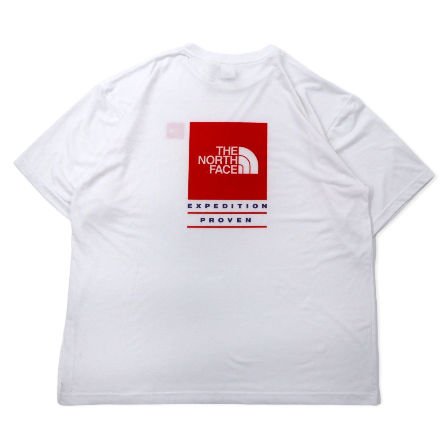 THE NORTH FACE T-shirt con stampa logo a scatola, prodotto negli USA, taglia XL, bianca, in poliestere, taglia grande
