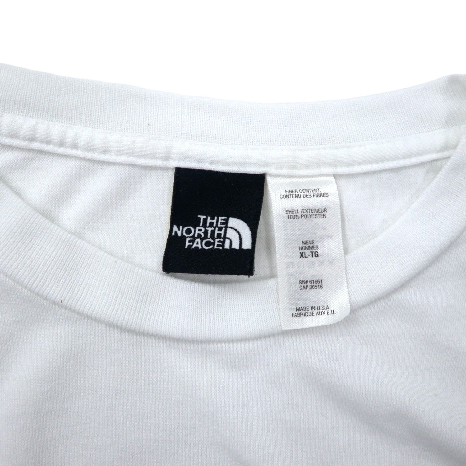 THE NORTH FACE T-shirt con stampa logo a scatola, prodotto negli USA, taglia XL, bianca, in poliestere, taglia grande