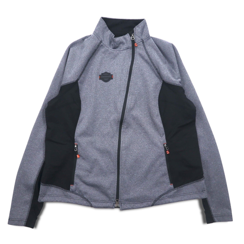 HARLEY DAVIDSON Giacca Softshell Maglia L Grigio Elasticizzato Foro per Pollice Doppia Cerniera