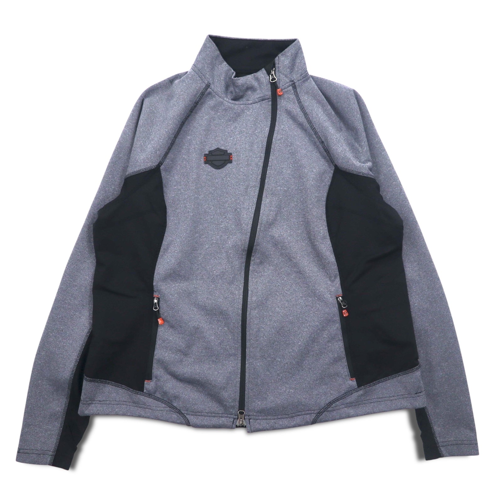 HARLEY DAVIDSON Giacca Softshell Maglia L Grigio Elasticizzato Foro per Pollice Doppia Cerniera