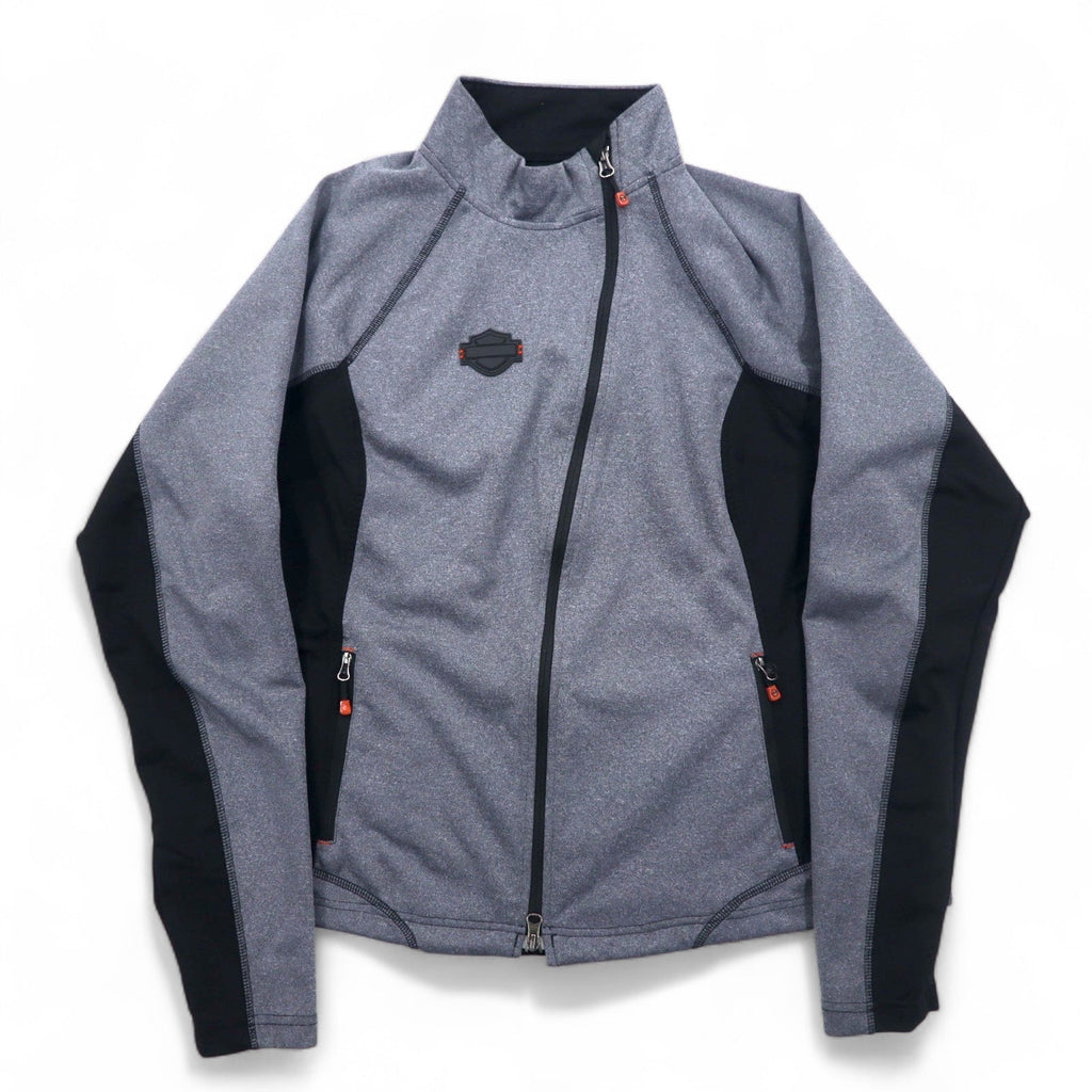 HARLEY DAVIDSON Giacca Softshell Maglia L Grigio Elasticizzato Foro per Pollice Doppia Cerniera
