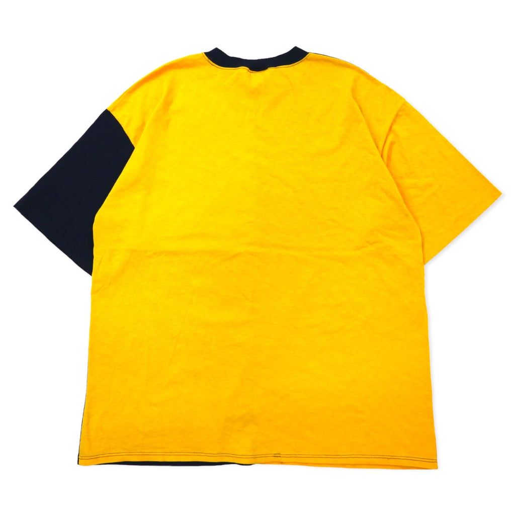 T-shirt con stampa da baseball WOLF, anni '90, Made in USA, XL, gialla e blu navy, cotone, MIDLAND BASEBALL, taglia grande