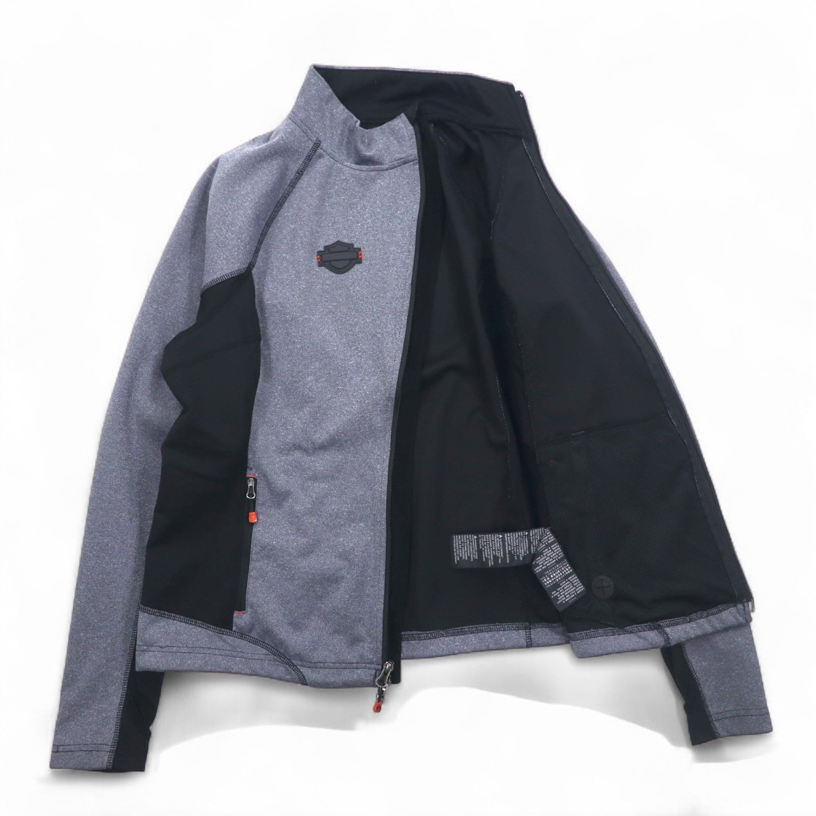 HARLEY DAVIDSON Giacca Softshell Maglia L Grigio Elasticizzato Foro per Pollice Doppia Cerniera