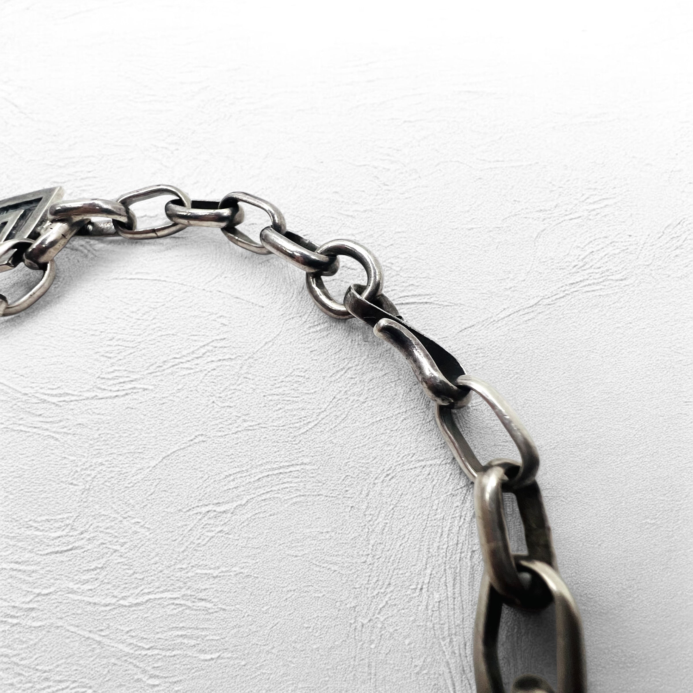 NAVAJO Gioielli indiani Timothy Lee Bracciale Navajo Argento Link Catena Sterling Stile Stampwork Tribale