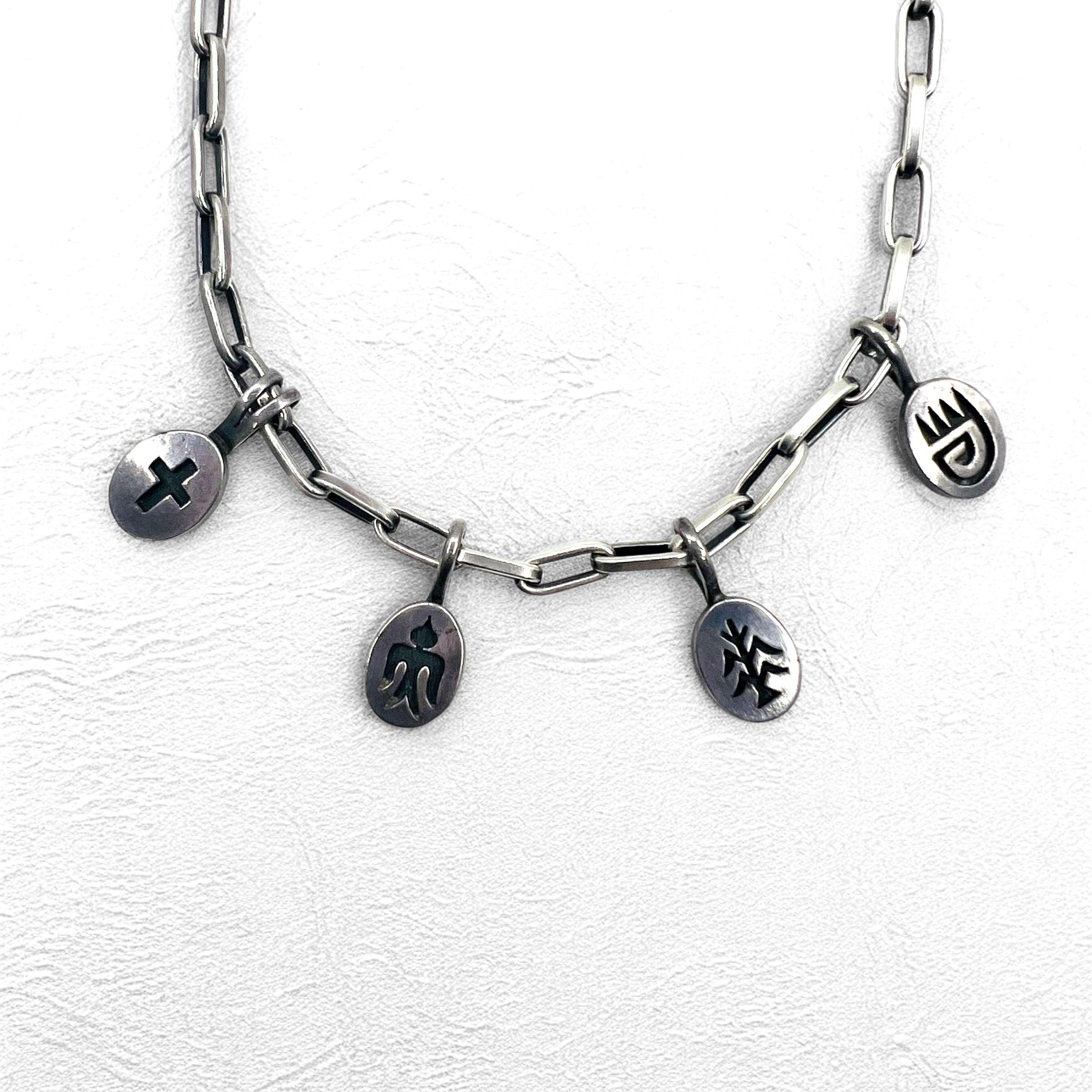 NAVAJO Indian Jewelry Timothy Lee Collana Navajo Argento Catena Link Sterling Lavorazione a Stampo Tribale