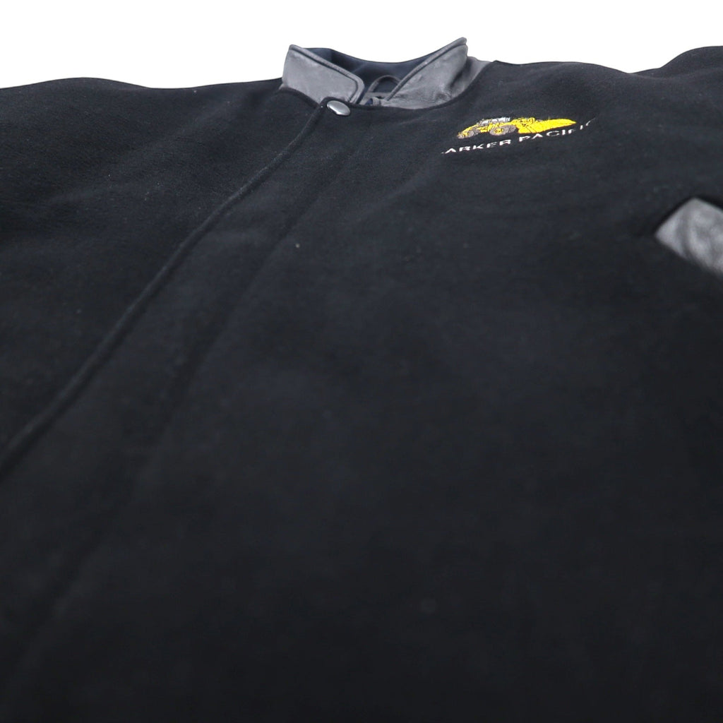 TRIMARK Giacca college in pelle con inserti Nera L, fodera trapuntata in pelle, azienda statunitense PARKER PACIFIC