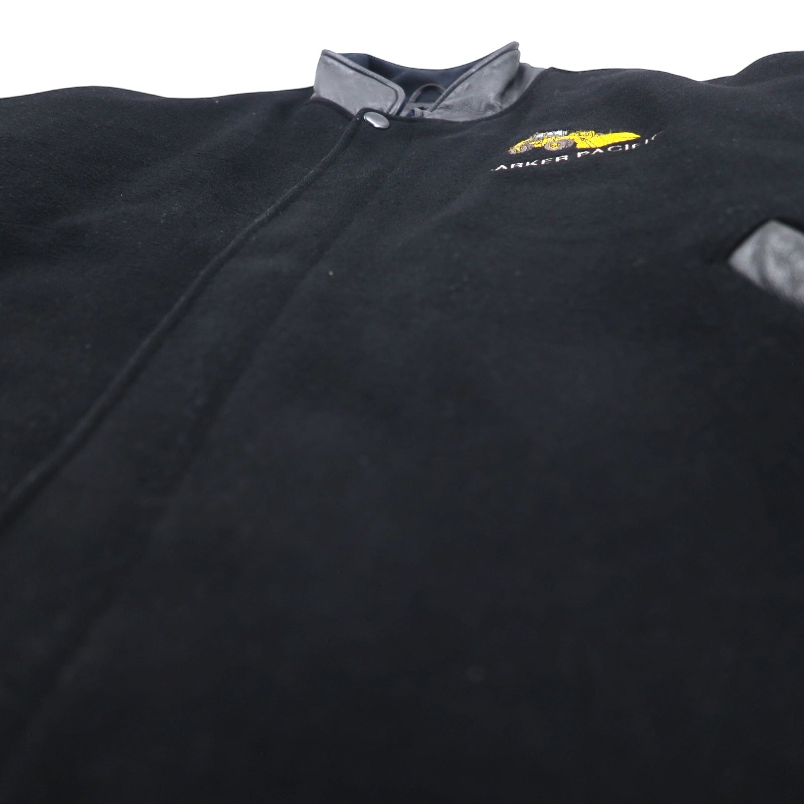 TRIMARK Giacca college in pelle con inserti Nera L, fodera trapuntata in pelle, azienda statunitense PARKER PACIFIC