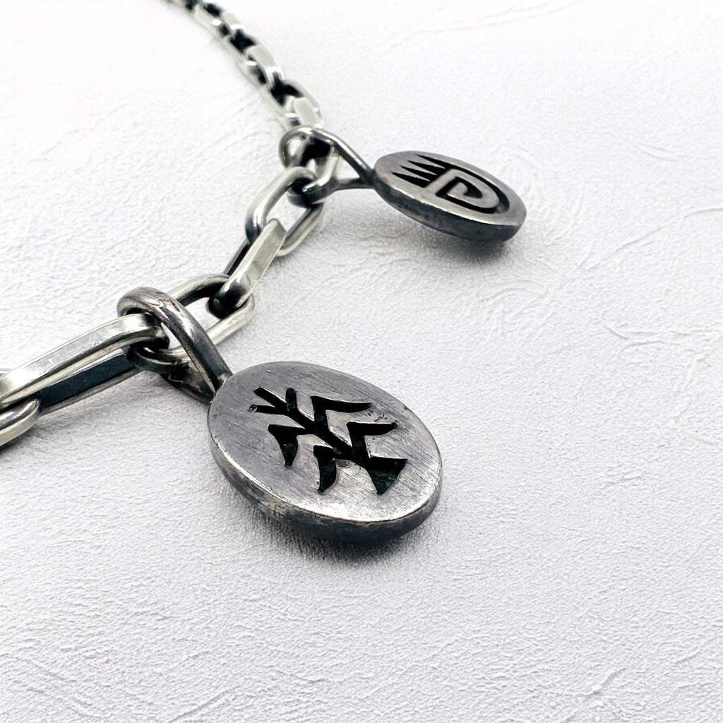 NAVAJO Indian Jewelry Timothy Lee Collana Navajo Argento Catena Link Sterling Lavorazione a Stampo Tribale