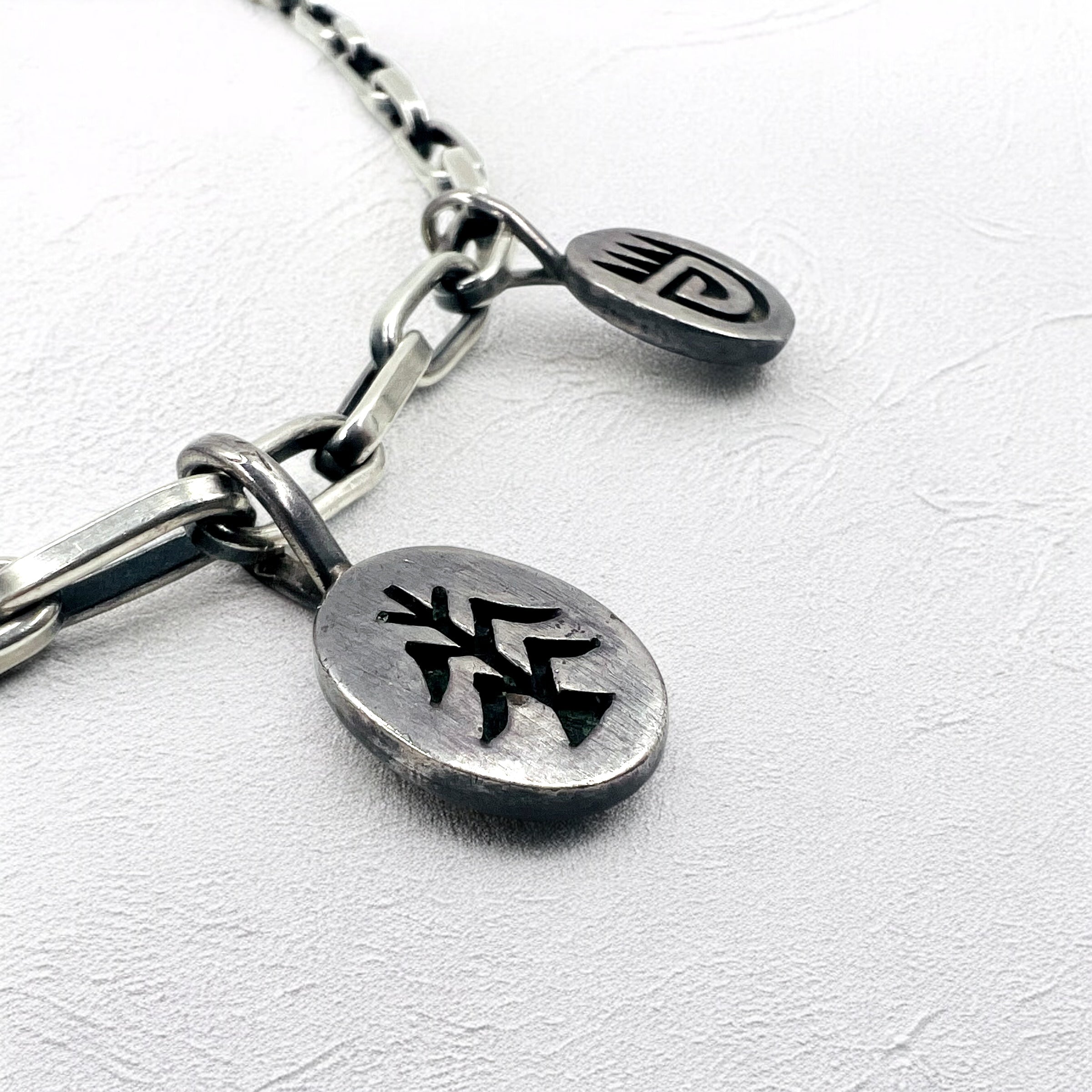NAVAJO Indian Jewelry Timothy Lee Collana Navajo Argento Catena Link Sterling Lavorazione a Stampo Tribale