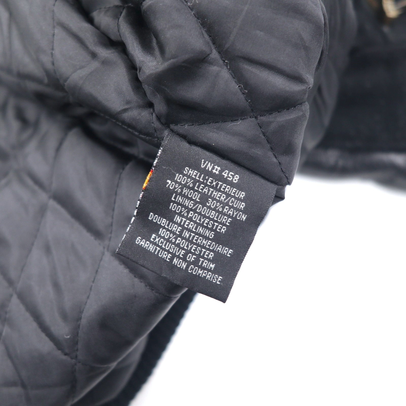 TRIMARK Giacca college in pelle con inserti Nera L, fodera trapuntata in pelle, azienda statunitense PARKER PACIFIC