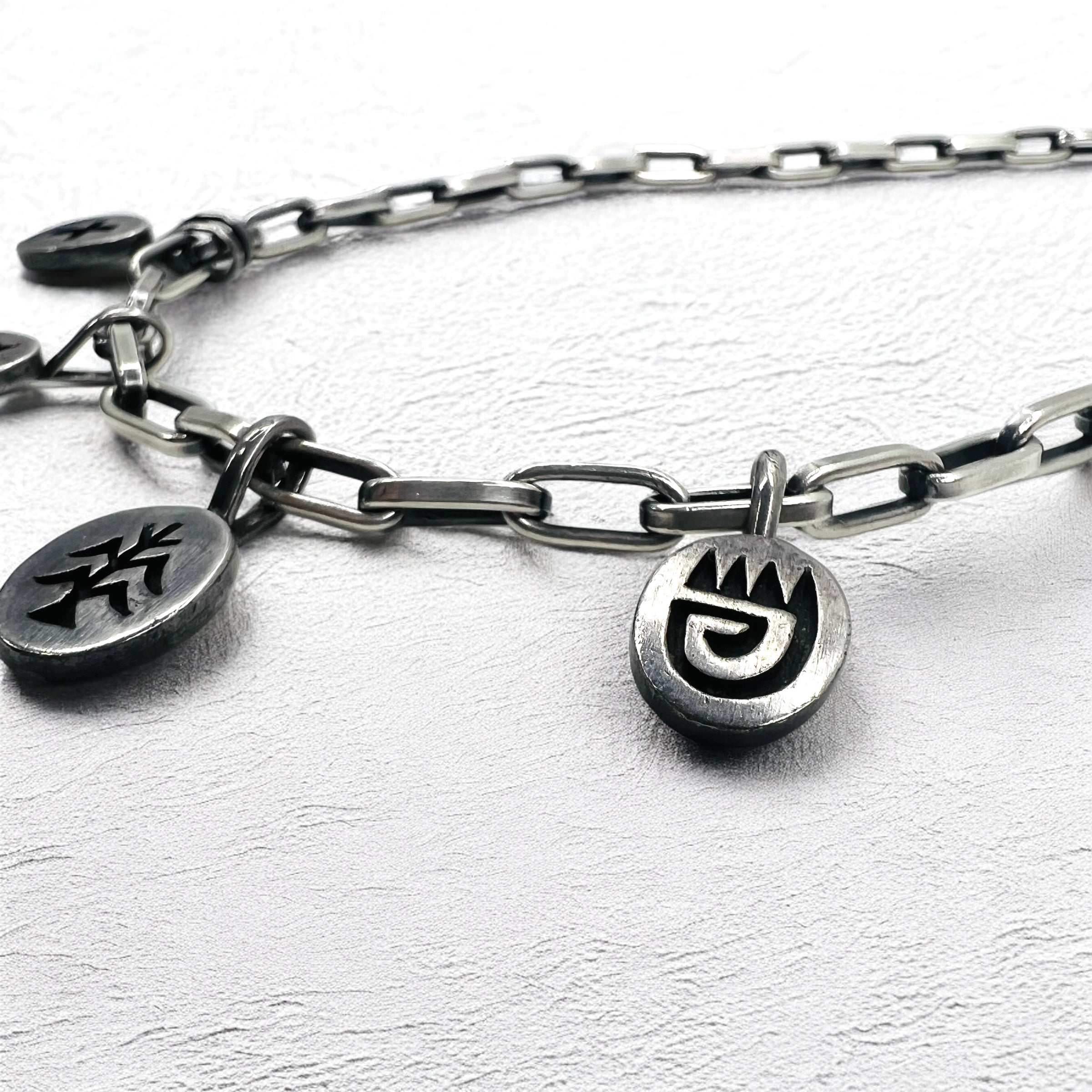 NAVAJO Indian Jewelry Timothy Lee Collana Navajo Argento Catena Link Sterling Lavorazione a Stampo Tribale