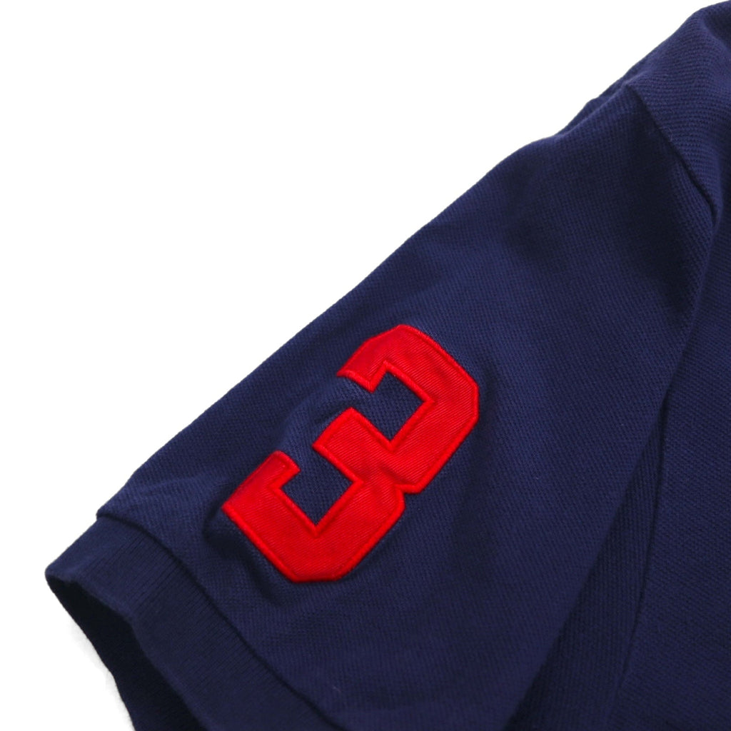 Polo by Ralph Lauren 90年代 ポロプレイヤー刺繍 ポロシャツ M ネイビー コットン 鹿の子