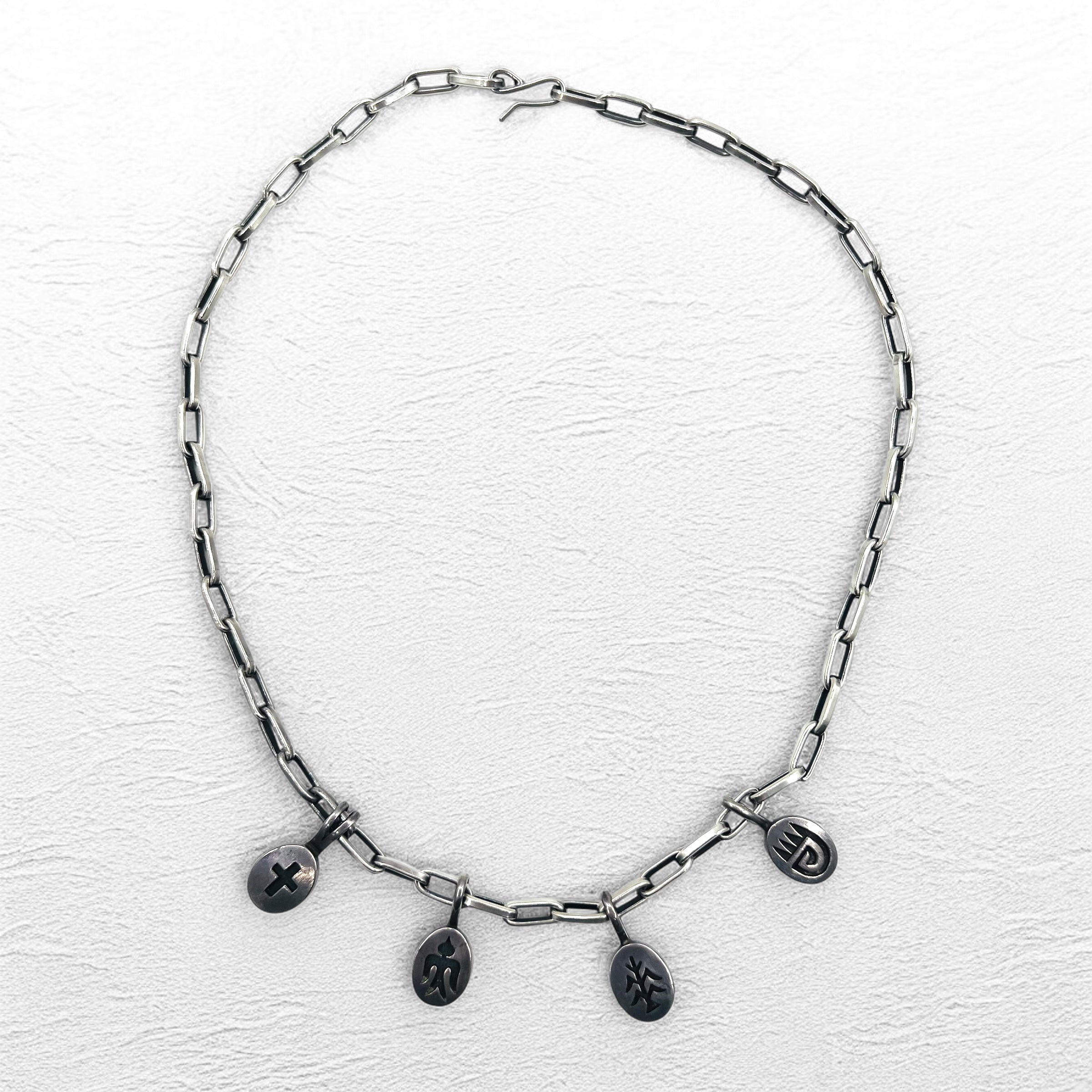 NAVAJO Indian Jewelry Timothy Lee Collana Navajo Argento Catena Link Sterling Lavorazione a Stampo Tribale