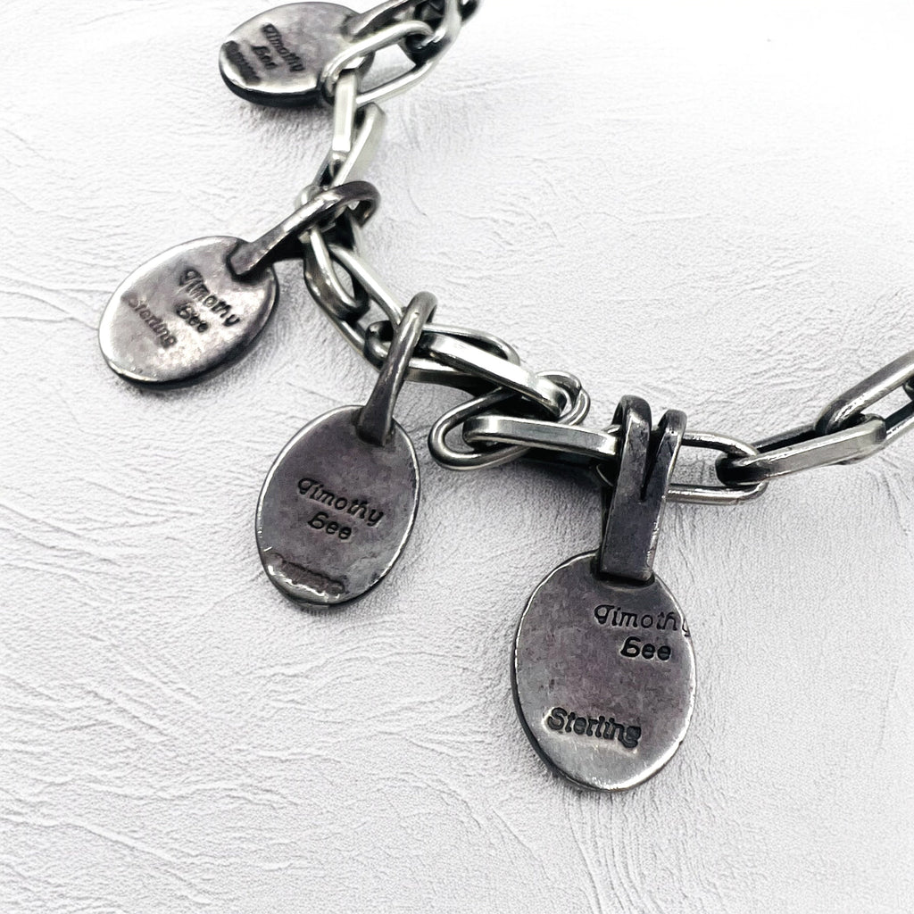 NAVAJO Indian Jewelry Timothy Lee Collana Navajo Argento Catena Link Sterling Lavorazione a Stampo Tribale