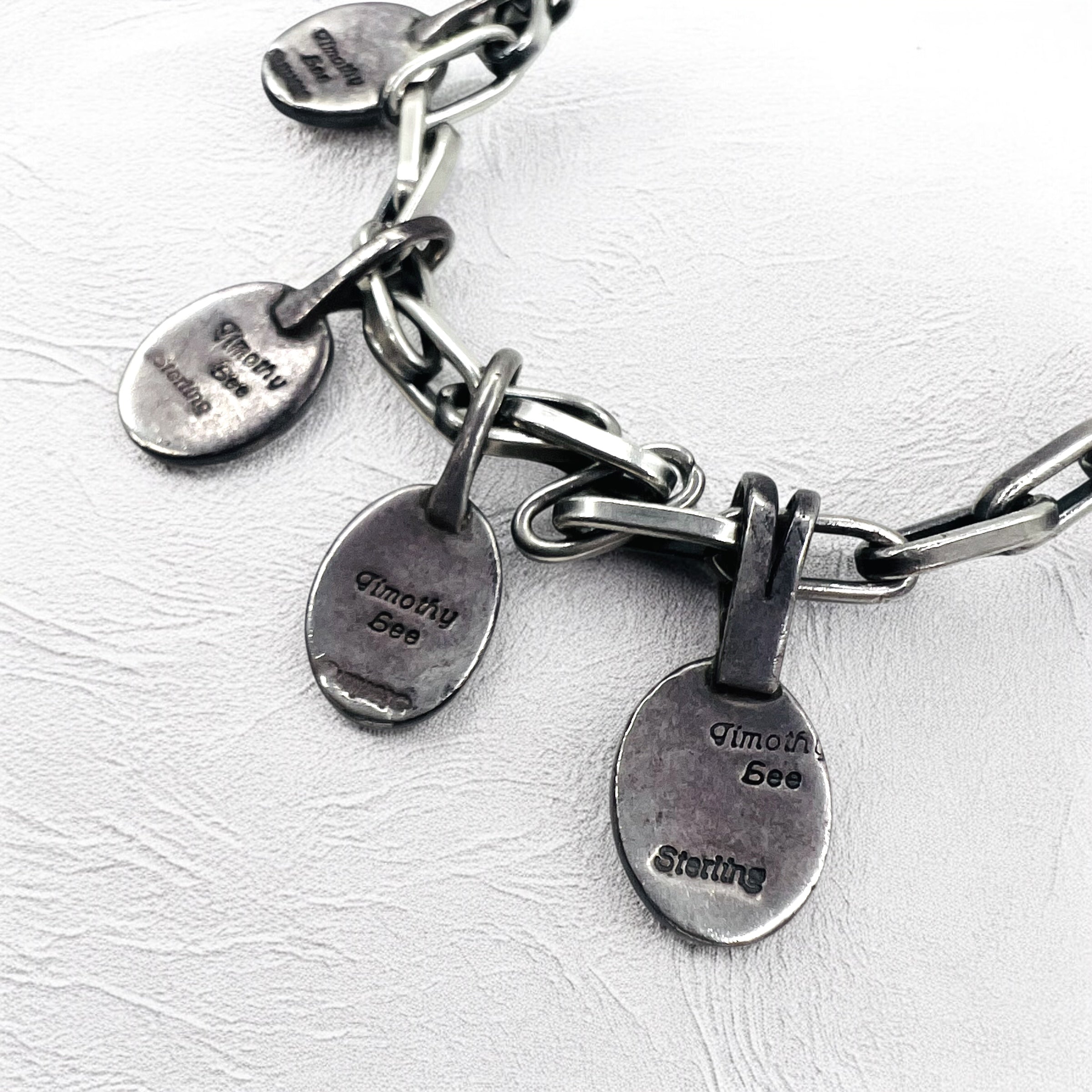 NAVAJO Indian Jewelry Timothy Lee Collana Navajo Argento Catena Link Sterling Lavorazione a Stampo Tribale
