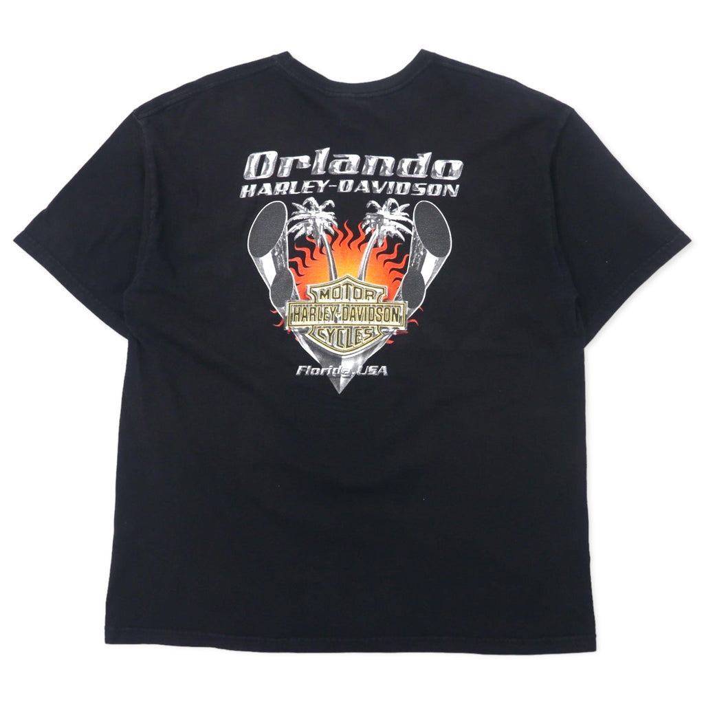 HARLEY DAVIDSON T-shirt con stampa logo teschio XL nero cotone FLORIDA USA Fatto in Messico