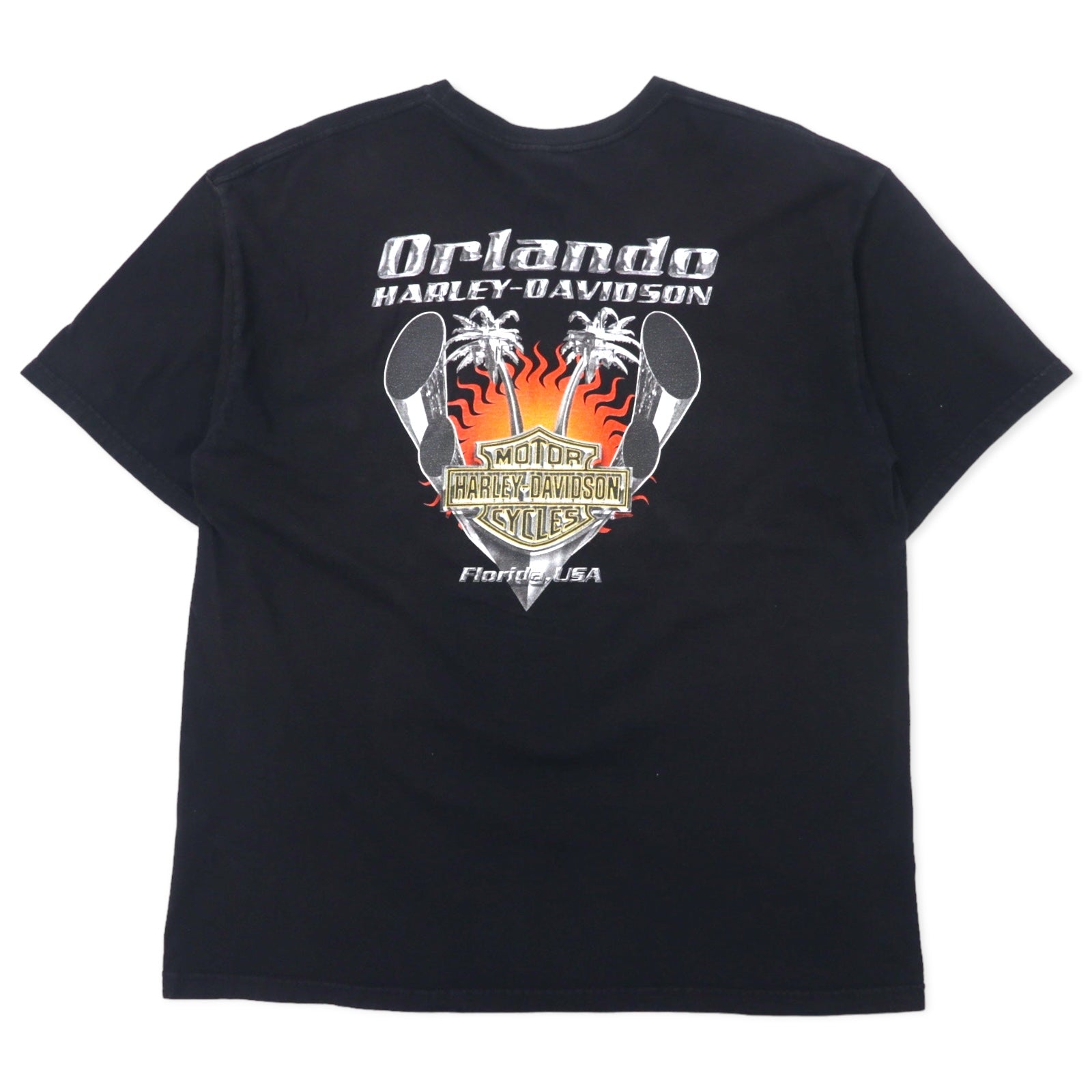 HARLEY DAVIDSON T-shirt con stampa logo teschio XL nero cotone FLORIDA USA Fatto in Messico