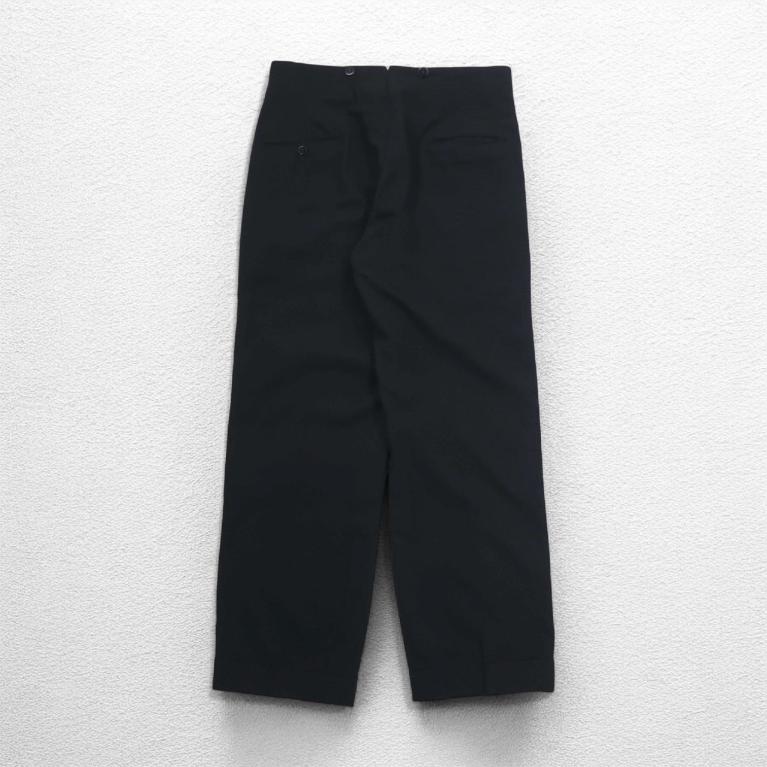 Pantaloni vintage anni '50 con banda laterale, taglia L, neri, cerniera CONMAR, bottoni per bretelle