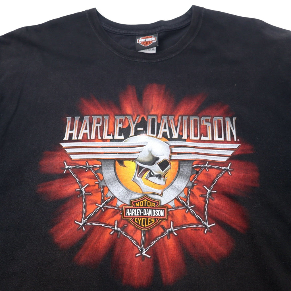 HARLEY DAVIDSON T-shirt con stampa logo teschio XL nero cotone FLORIDA USA Fatto in Messico