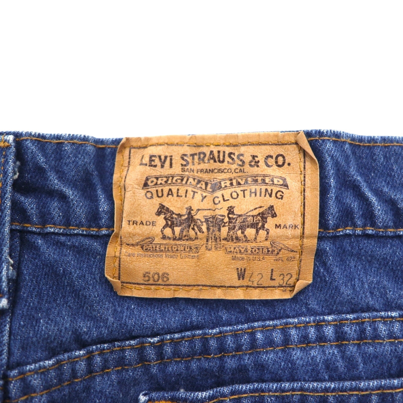 Levi's Anni '90 USA 506 Orange Tab Jeans Tapered XL Indaco Blu Chiusura con Cerniera 40506 0202