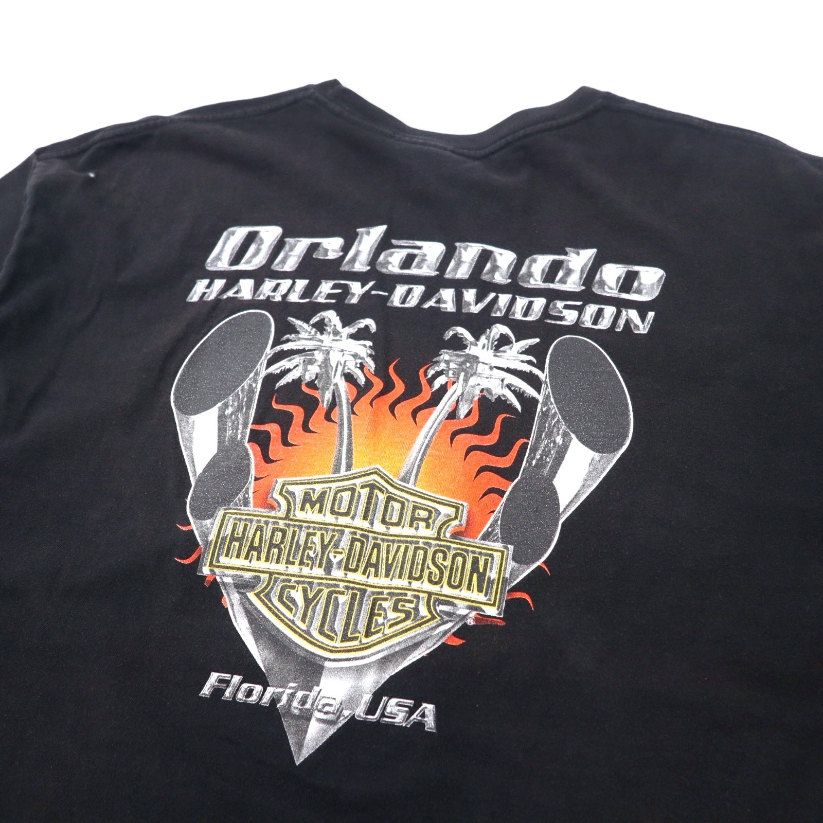 HARLEY DAVIDSON T-shirt con stampa logo teschio XL nero cotone FLORIDA USA Fatto in Messico