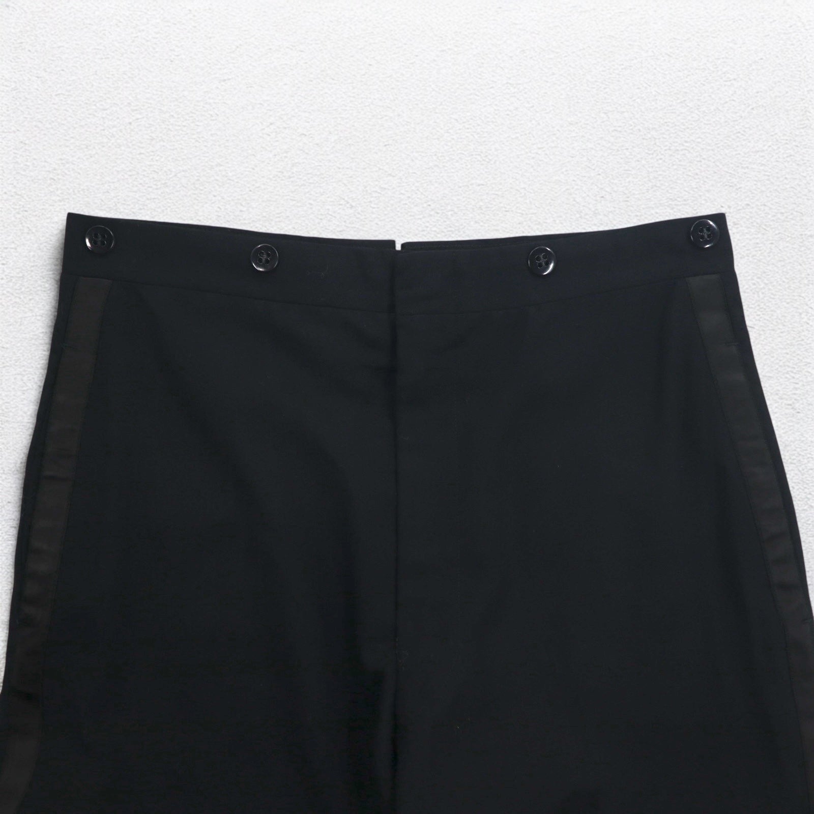 Pantaloni vintage anni '50 con banda laterale, taglia L, neri, cerniera CONMAR, bottoni per bretelle