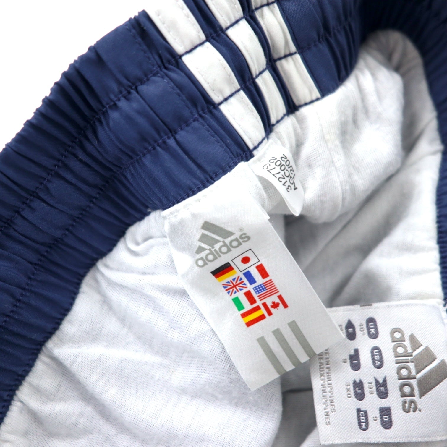 adidas anni '00, pantaloni sportivi da tuta larghi a 3 strisce, 190, blu navy, poliestere
