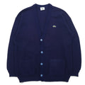 LACOSTE 80年代 ニット カーディガン XL ネイビー ウール ワンポイントロゴ