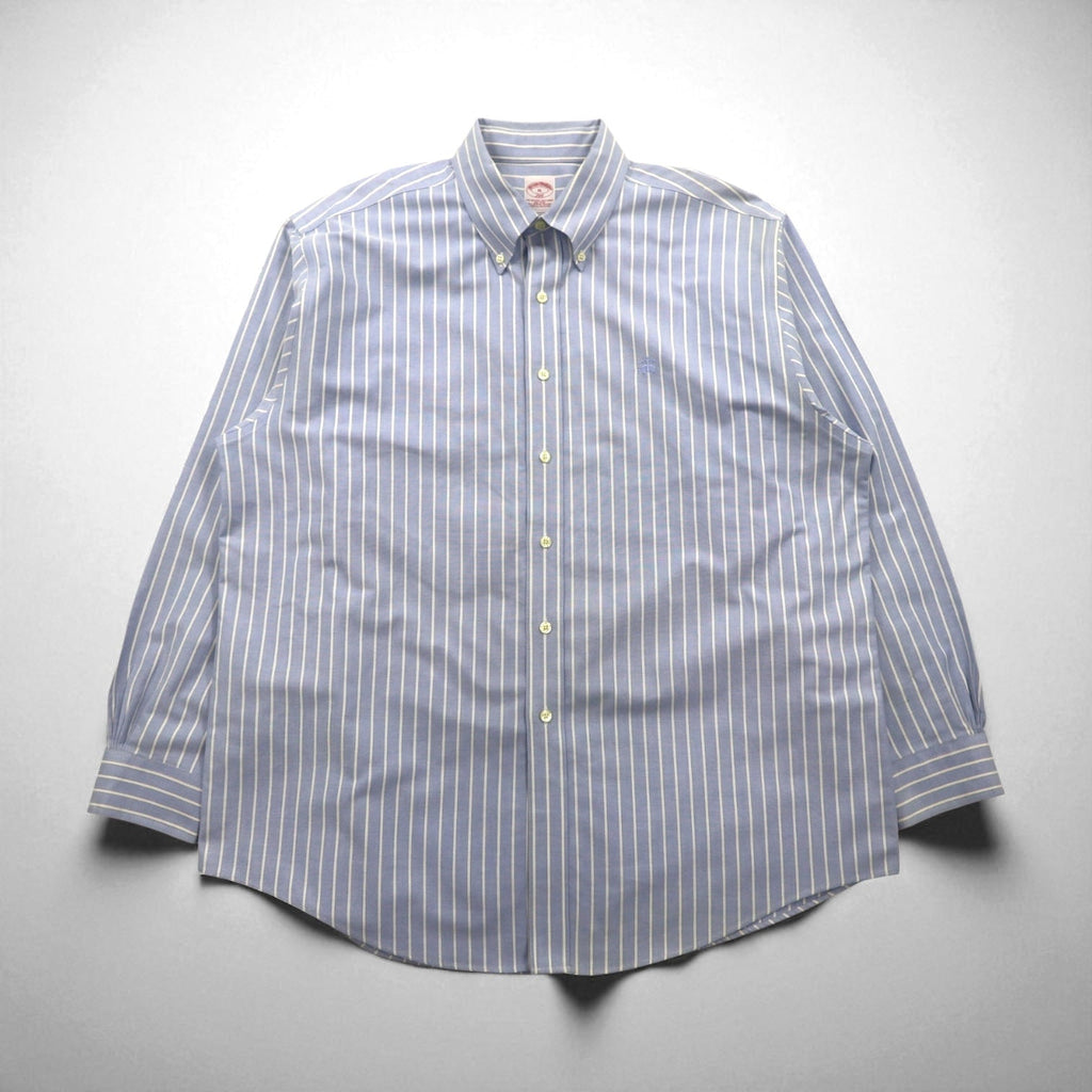 Brooks Brothers 346 Camicia Oxford button-down XL a righe blu con ricamo logo
