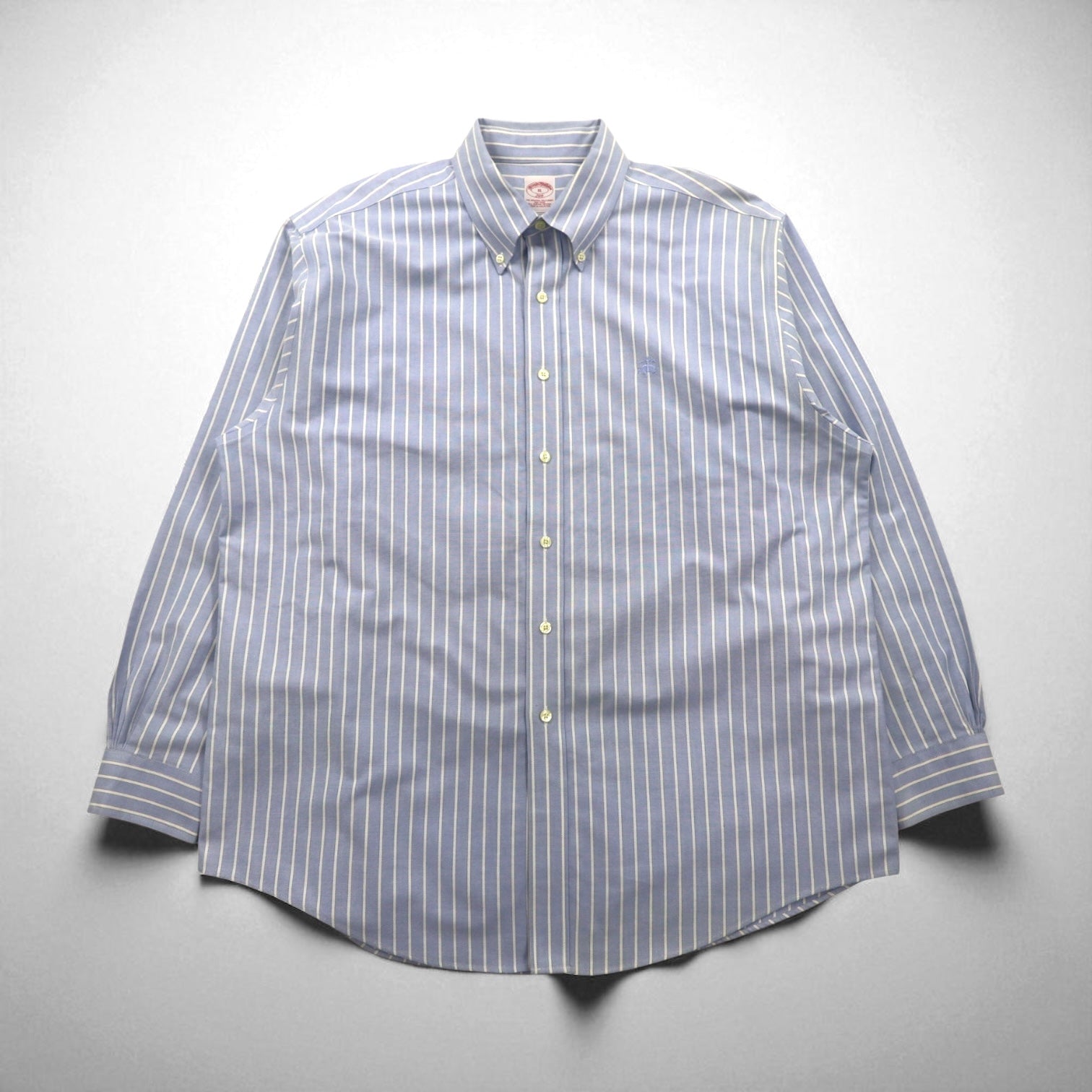 Brooks Brothers 346 Camicia Oxford button-down XL a righe blu con ricamo logo
