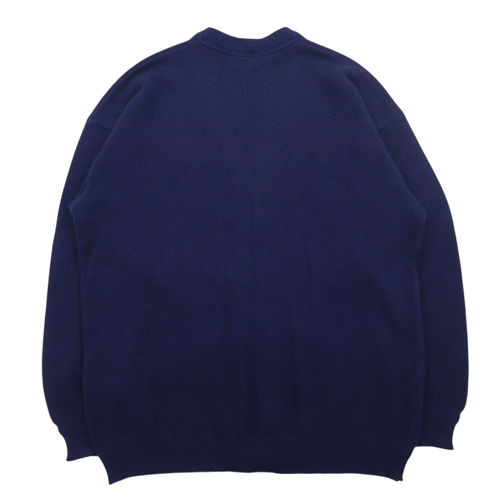 LACOSTE Maglione Cardigan anni '80 XL Blu Navy Lana Logo Ricamato