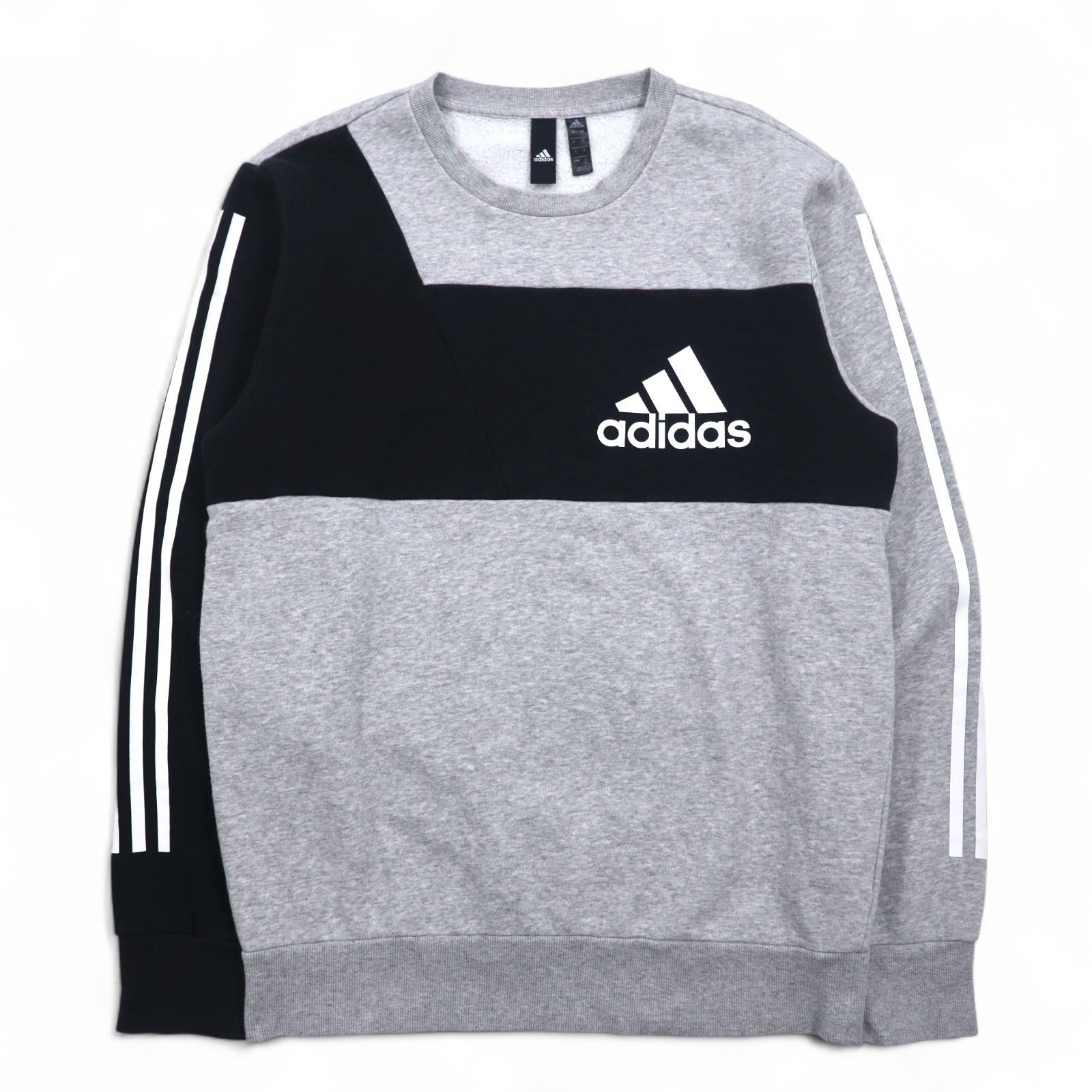 Felpa girocollo Adidas Sport ID, taglia XL, grigio nero, interno felpato, 3 strisce, Sport ID EB7589