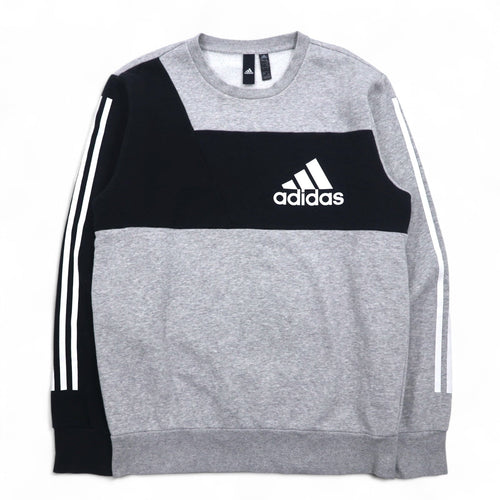 Felpa girocollo Adidas Sport ID, taglia XL, grigio nero, interno felpato, 3 strisce, Sport ID EB7589
