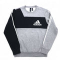 adidas スポーツ ID クルー スウェット XL グレー ブラック 裏起毛 3ストライプ Sport ID EB7589