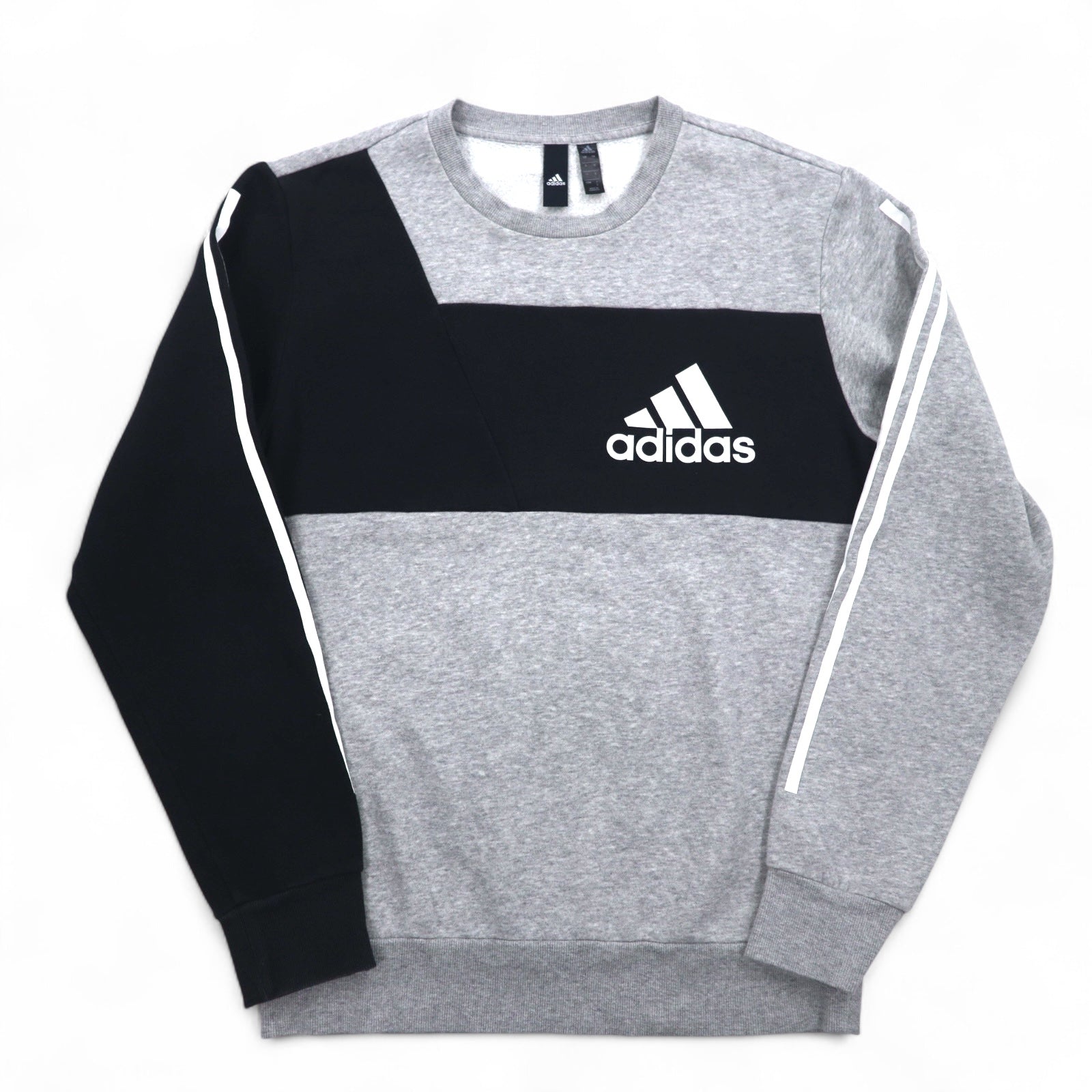 Felpa girocollo Adidas Sport ID, taglia XL, grigio nero, interno felpato, 3 strisce, Sport ID EB7589