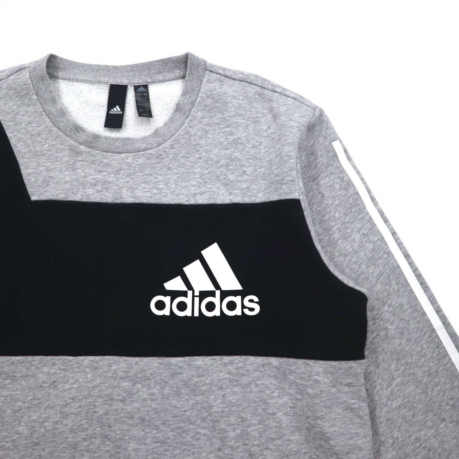 Felpa girocollo Adidas Sport ID, taglia XL, grigio nero, interno felpato, 3 strisce, Sport ID EB7589