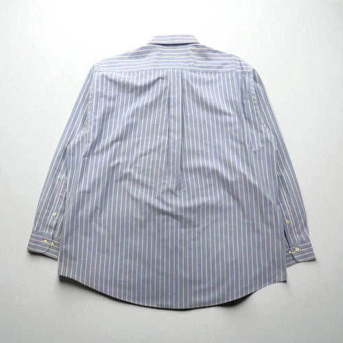 Brooks Brothers 346 オックスフォード ボタンダウンシャツ XL ブルー ストライプ ワンポイントロゴ刺繍