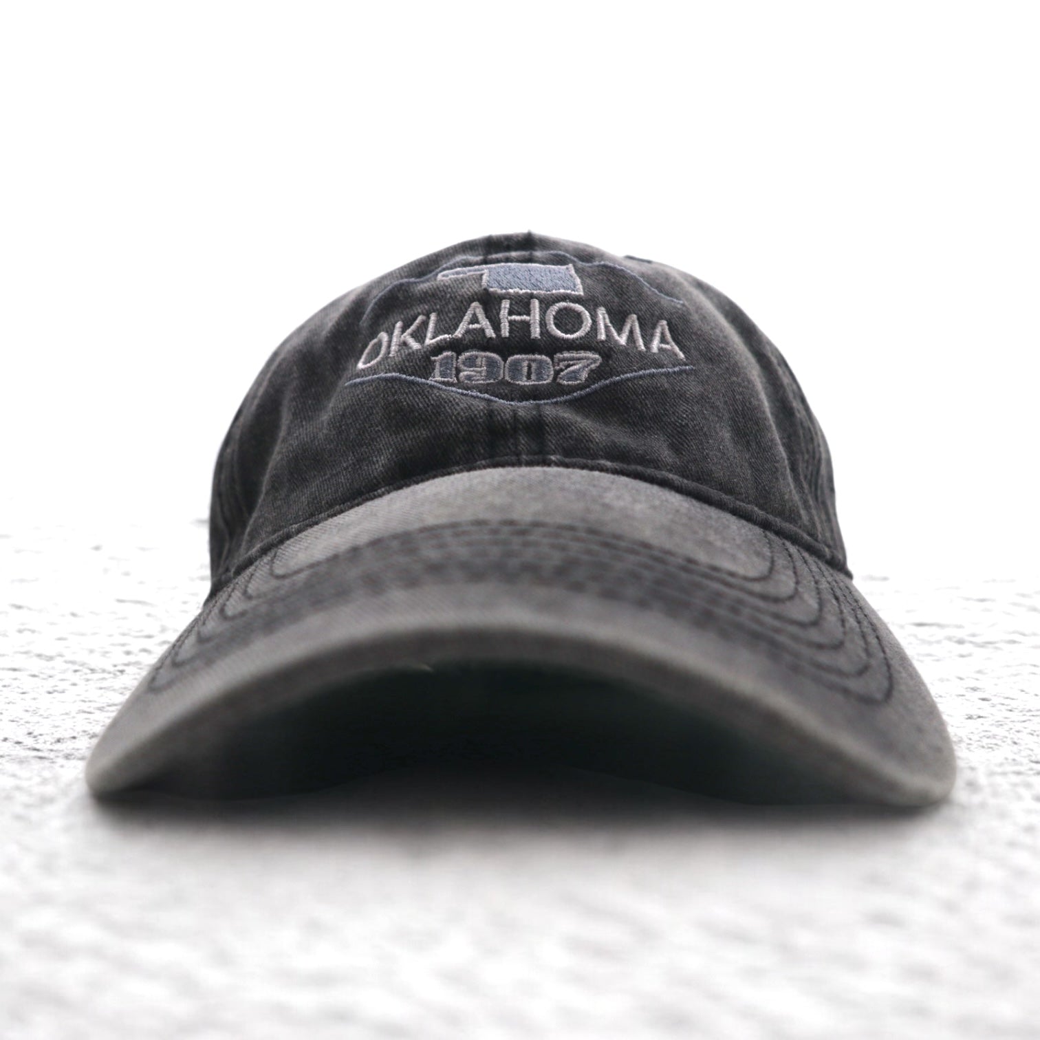 KAUFMAN ヴィンテージ加工 6パネルキャップ ONE グレー コットン OKLAHOMA 刺繍