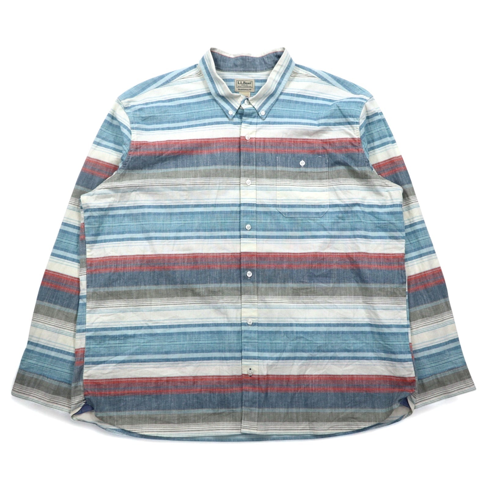 L.L.Bean Camicia Oxford button-down XXL blu a righe TRADITIONAL FIT 515164 Made in Sri Lanka