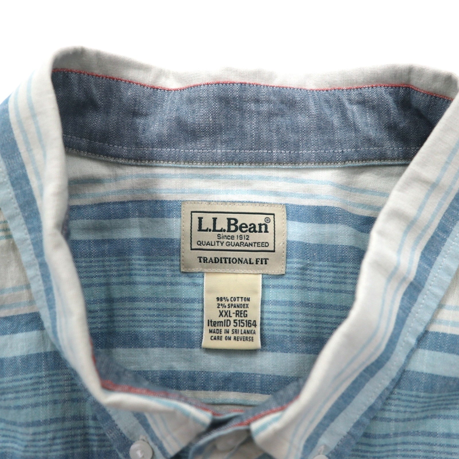 L.L.Bean Camicia Oxford button-down XXL blu a righe TRADITIONAL FIT 515164 Made in Sri Lanka