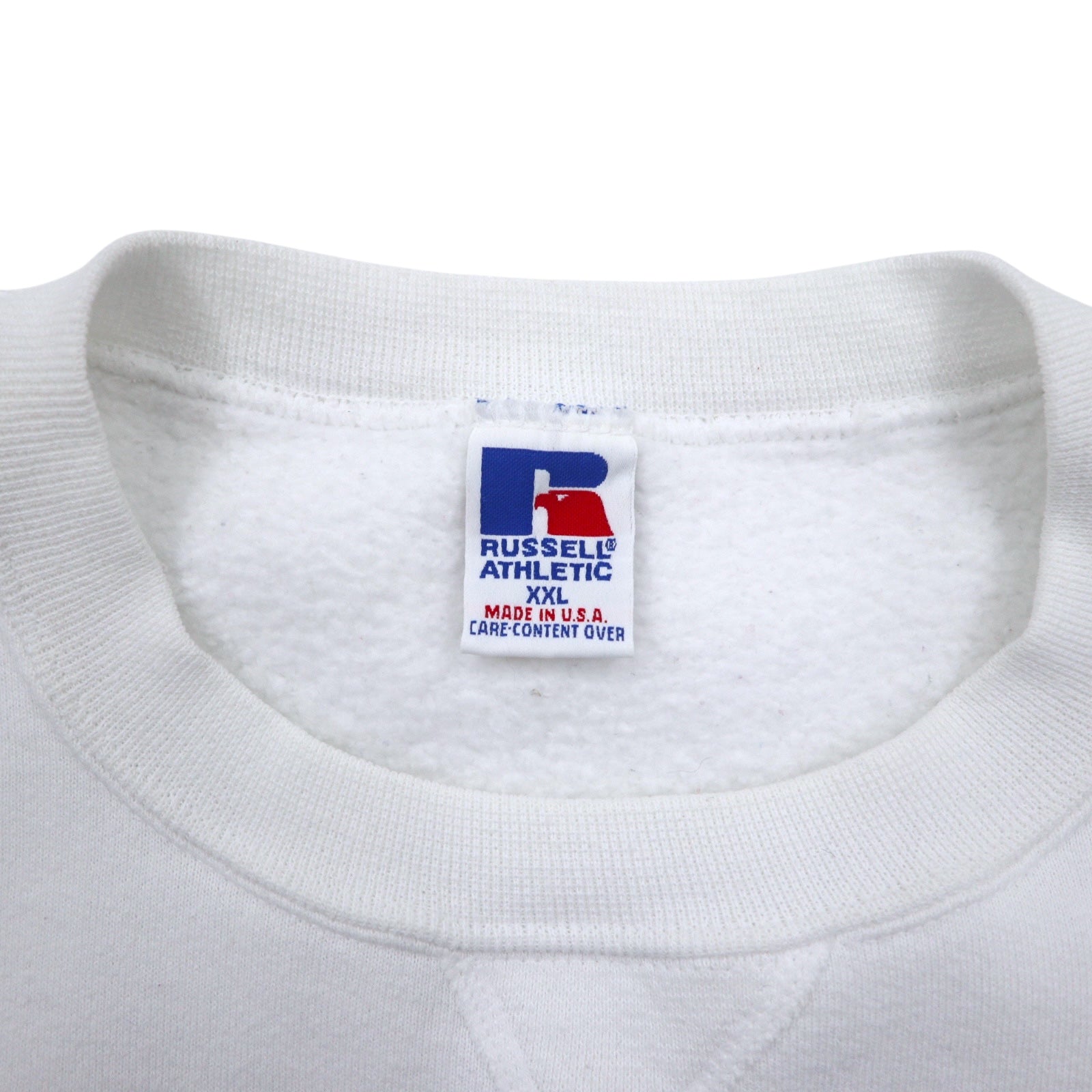 Felpa stampata RUSSELL ATHLETIC anni '90, made in USA, taglia XXL, colore bianco, cotone, interno felpato, con logo ad arco SOUTHFIELD JAYHAWKS FOOTBALL