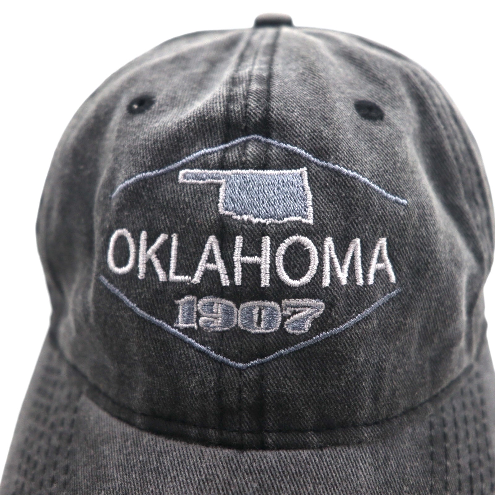 KAUFMAN ヴィンテージ加工 6パネルキャップ ONE グレー コットン OKLAHOMA 刺繍