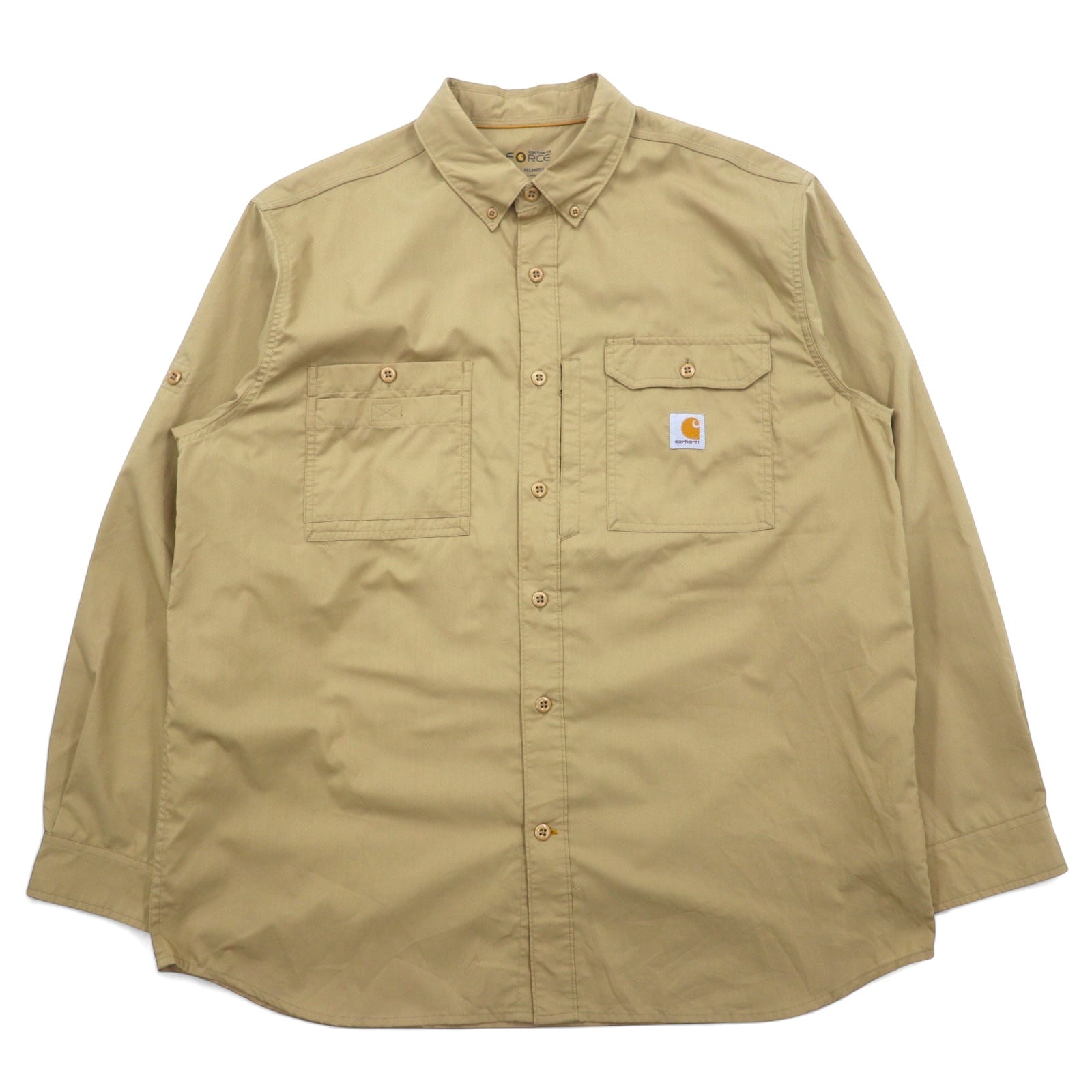 Carhartt FORCE Relaxed Fit Camicia da Lavoro Button-Down XL Beige Poliestere Ridgefield Solid L/S Shirt 102418