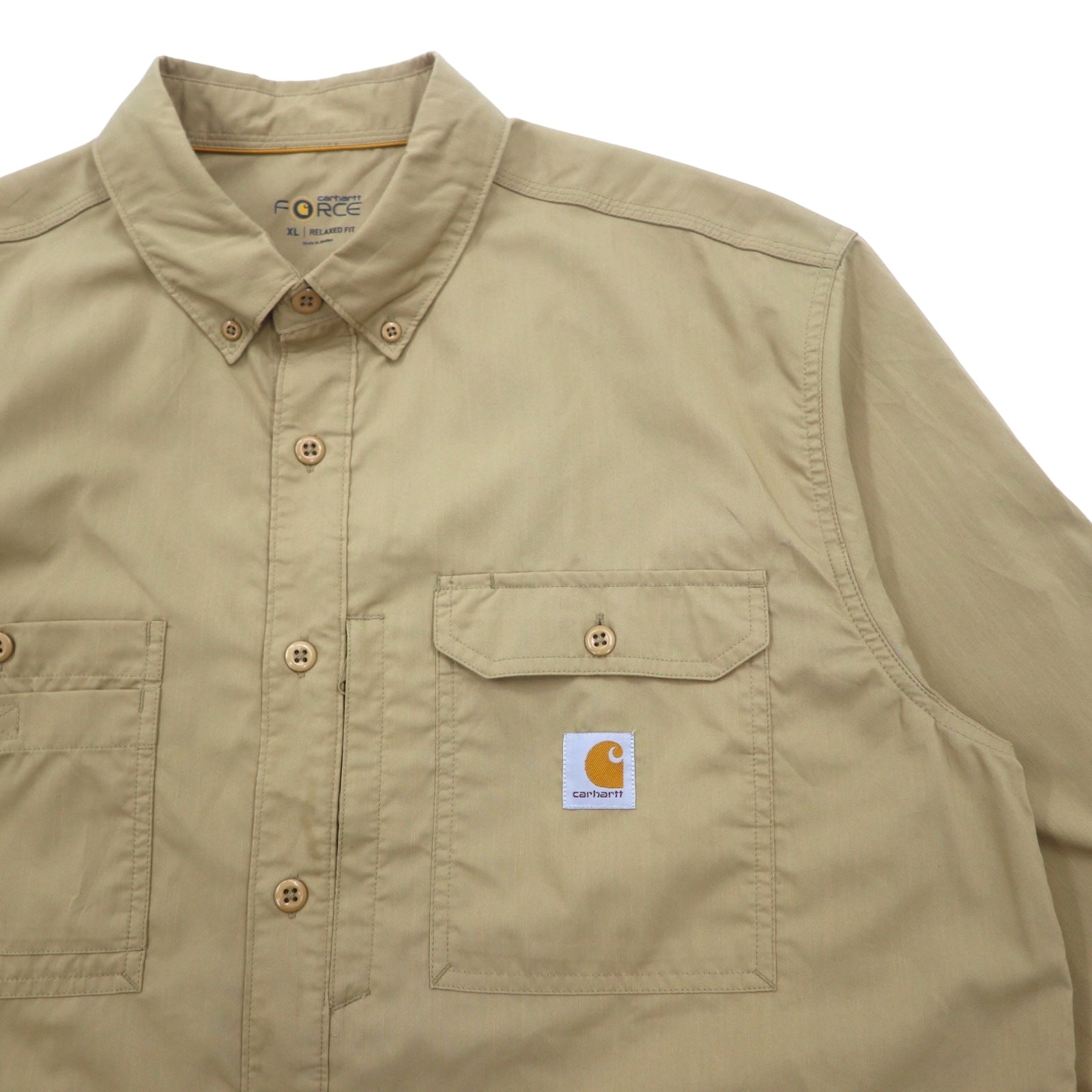 Carhartt FORCE Relaxed Fit Camicia da Lavoro Button-Down XL Beige Poliestere Ridgefield Solid L/S Shirt 102418